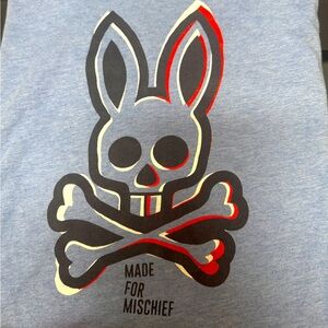 PSYCHO BUNNY Mens L Pima Cotton Limited Graphic Tee Shirt Bahama Blue